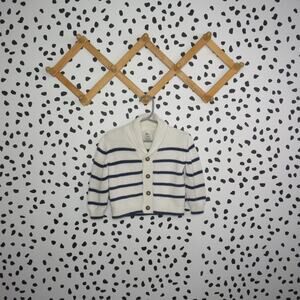 Oshkosh White Striped Baby Knit Button Up Cardigan